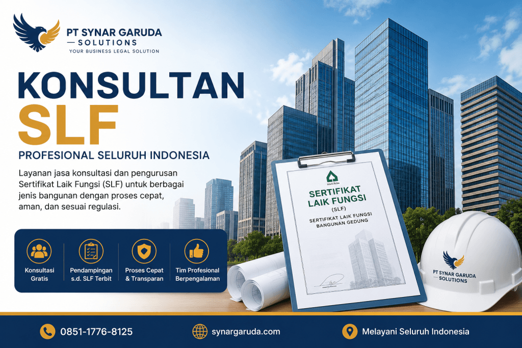 Konsultan SLF adalah pihak yang membantu pemilik bangunan dalam proses pemenuhan persyaratan Sertifikat Laik Fungsi (SLF). Peran konsultan tidak hanya membantu pengurusan administrasi, tetapi juga melakukan analisis kebutuhan dokumen, koordinasi teknis, evaluasi kesiapan bangunan, serta pendampingan selama proses pengajuan hingga sertifikat diterbitkan.